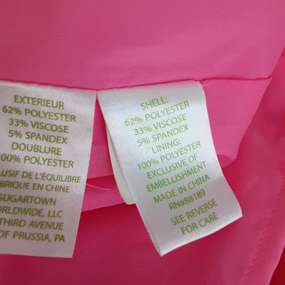 Lilly Pulitzer Largo Shift Dress Beaded Collar Coral Hot Pink Womens 8 Sheath - Picture 14 of 15